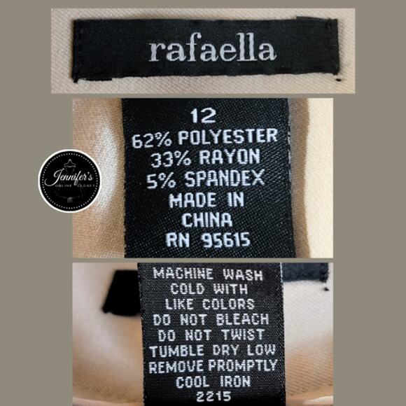 Rafaella Women's Khaki/Tan/Beige Flat Front Straight Leg Dress Pants Size 12 - Picture 6 of 8